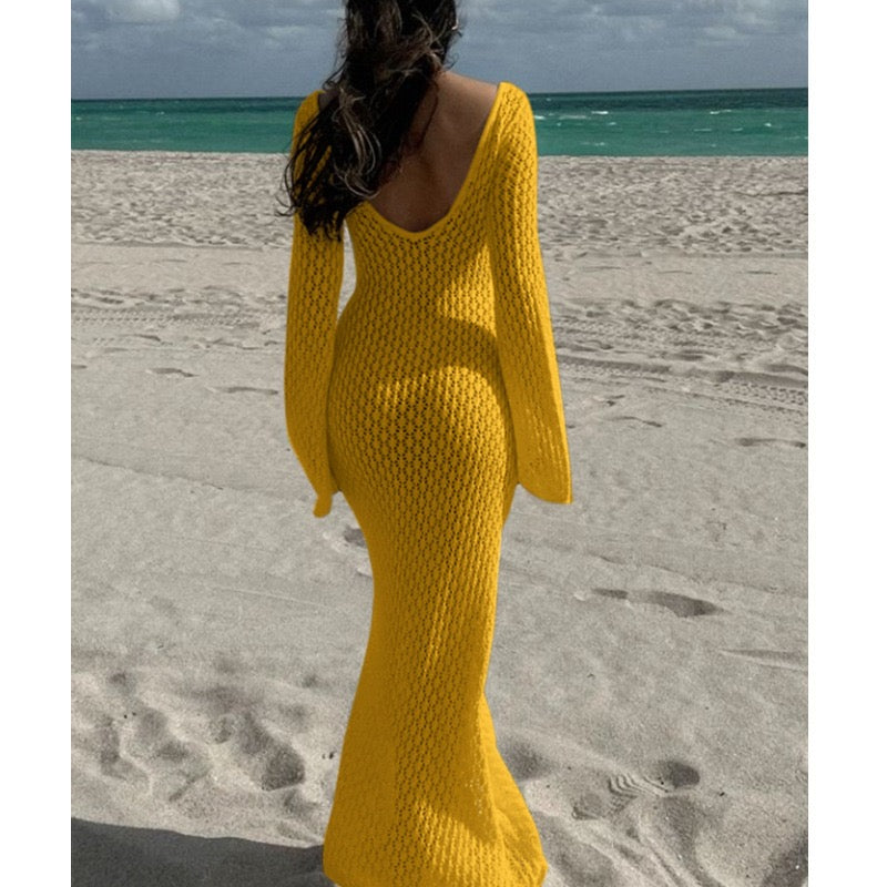 "Elegante Strick-Bodycon-Kleid für Strandtage"